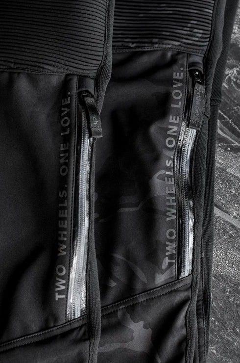 Ride Rich Unit 16 Armoured Softshell Waterproof Cargo Motorcycle Joggers - Black